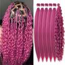 Deep Pink Braiding Hair Pre Stretched Knotless Braiding Hair for Boho Braids(6 Packs)