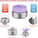 Bento Box for Kids with Thermo Food Container (9oz), 4-Compartment Lunch Box, Adjustable Divider, Leakproof Bento Lunch Box, Includes Utensils & Carry Bag for School, Office(Purple)