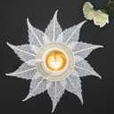 BACKTOEDEN Silver Round Placemats Set of 6 Washable Wipeable Heat Resistant Placemats Vinyl Pressed Placemat for Kitchen Dining Table Wedding Party Decorative Place Mats, Maple Leaf