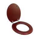 Renovators Supply Manufacturing Light Mahogany Wooden Toilet Seat Elongated Toilet Seat With Brass PVD Hinges And Non Slip Bumper