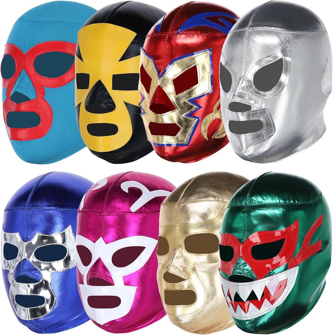Pro-Quality Wrestling Masks (8 Pack) | Authentic Lucha Libre Costume - Adult Size | Mascaras de Luchador Made in Mexico