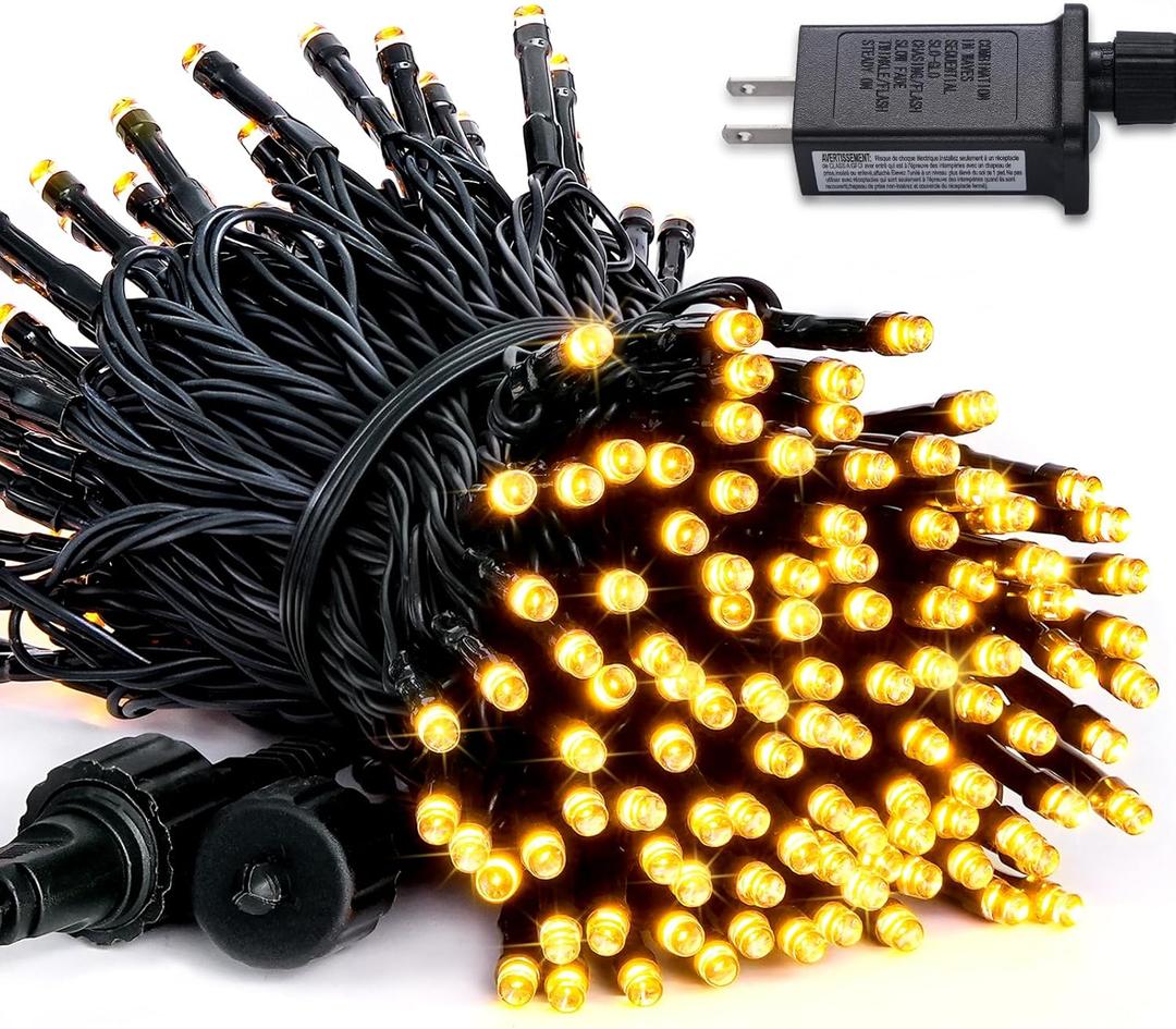 66ft 200 LED Warm White Twinkle Lights for Christmas Tree, Connectable Warm Christmas Tree Lights Indoor Plug in, 8 Modes Outdoor Christmas Lights for Trees Outside Patio Fence Decor