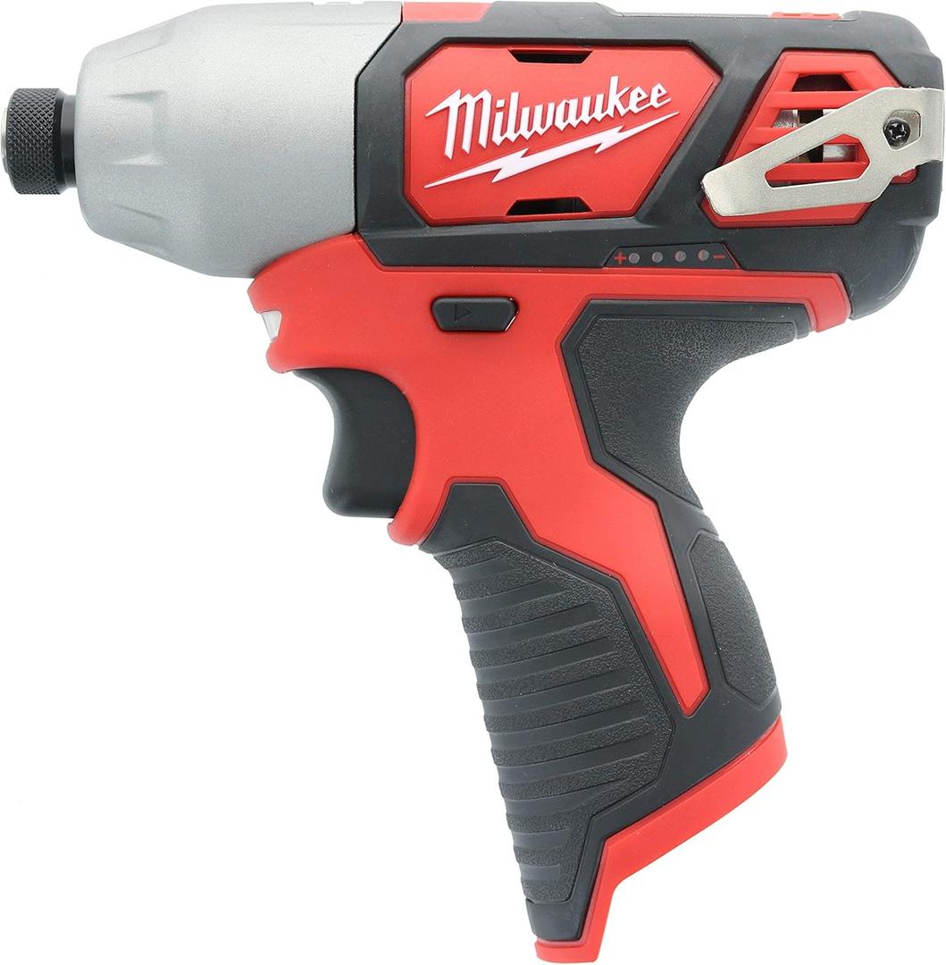 Milwaukee 2462-20 M12 1/4 Inch Hex Shank 12 Volt Lithium Ion Cordless 2,500 RPM 1,000 Inch Pounds Impact Driver w/ LED Light and Fuel Gauge (Battery Not Included, Power Tool Only) 