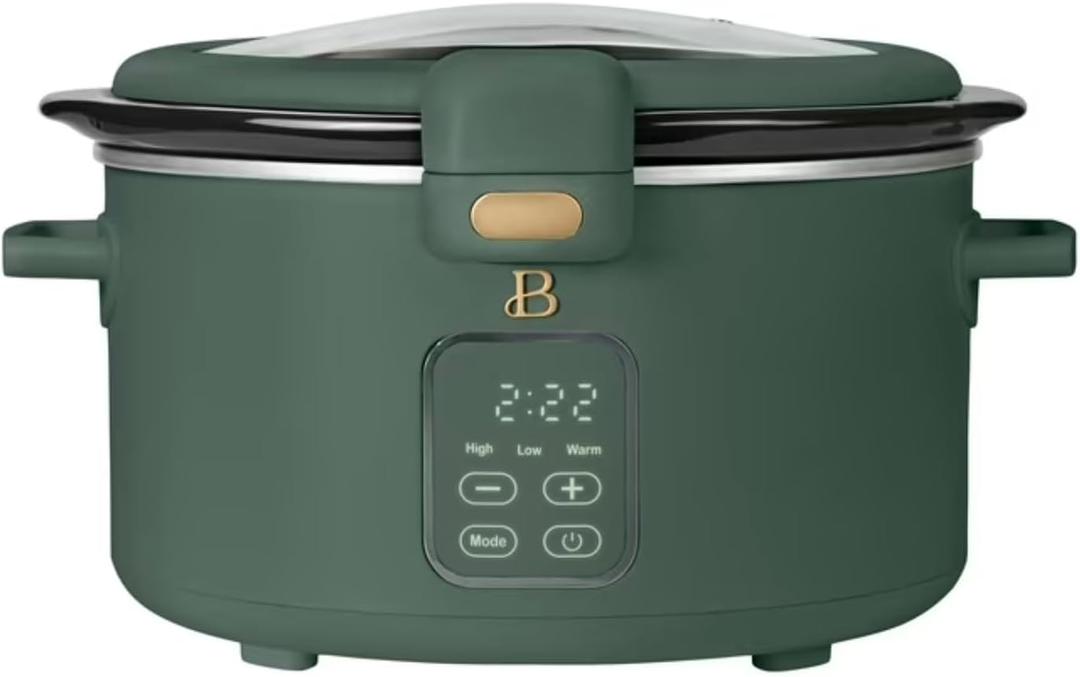Slow Cooker 4-Quart Programmable Digital Slow Cooker with Touch-Activated Display, Dishwasher-Safe Crock Pot, Digital Timer, Compact Size