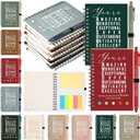 Jetec 100 Pcs/50 Sets Motivational Spiral Notebook with Sticky Notes Pen Bulk Boho Inspirational Journals Employee Appreciation Thank You Gift for Teacher Coworker Staff Team (Earth Tone)