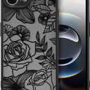 XIZYO for iPhone 17e/iPhone 16e Case, Floral Rose Cute Phone Case for Women Girls Aesthetic Pattern Print Slim TPU Bumper Shockproof Protective Cover for iPhone 17e/iPhone 16e 6.1 Inch, Black