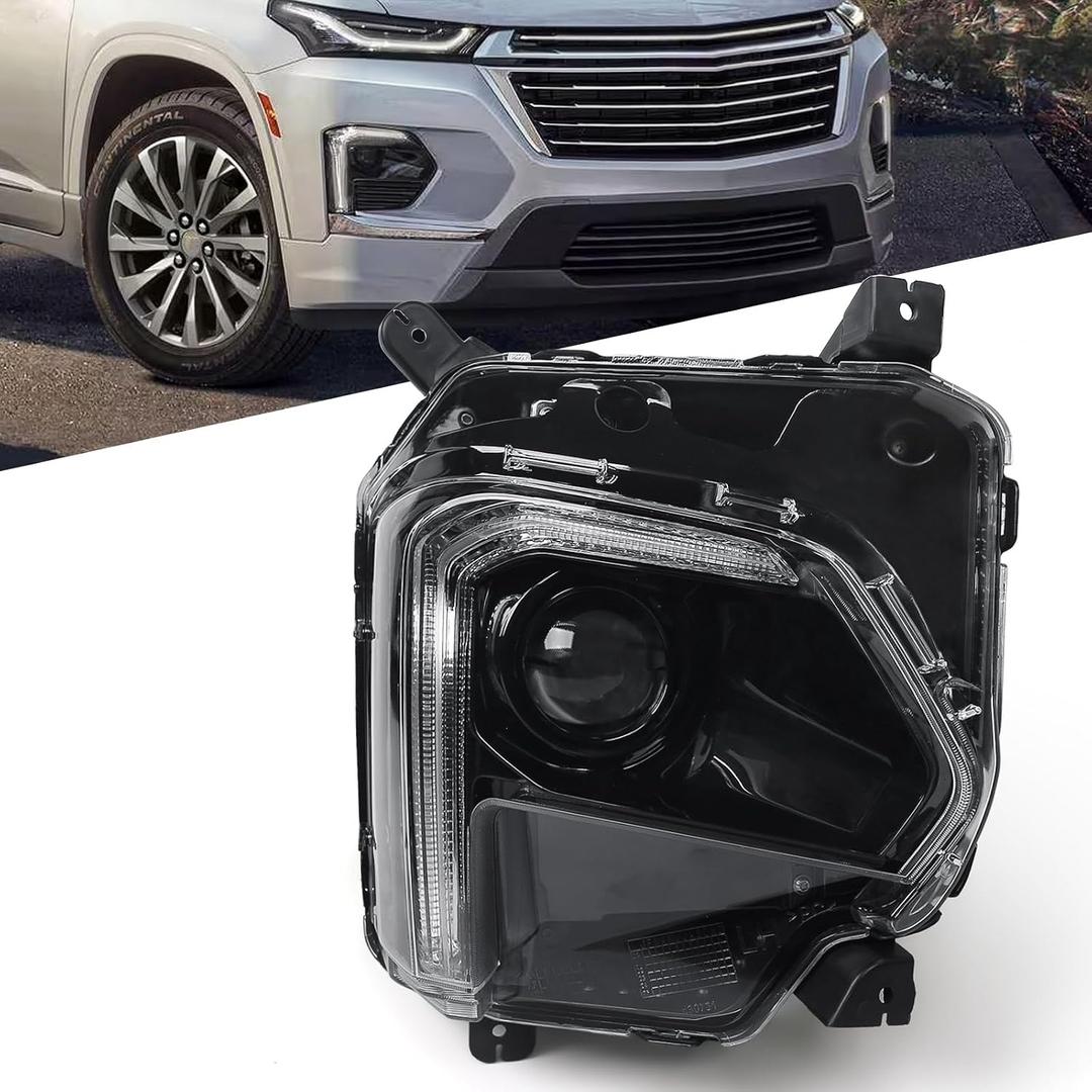 Huray Headlight Assembly w/LED DRL Fit for Chevy Traverse 2022 2023 RH Projector Headlamp OE Style Right Passenger Side