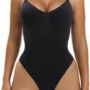 YIANNA Women Shapewear Tummy Control Bodysuit Seamless Sculpting Snatched Waist Body Suit Thong or Brief (Large-X-Large, 3-black (Thong))