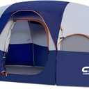 CAMPROS CP Tent 8 Person Camping Tents, Weather Resistant Family Tent, 5 Large Mesh Windows, Double Layer, Divided Curtain for Separated Room, Portable with Carry Bag (Blue)