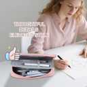 6 x Large pencil case, cute pencil pouch School Supplies Girls, Back to school teen College Stationary (2431-Pink)