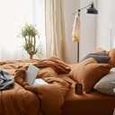 Omelas Burnt Orange Duvet Cover Twin Size Rust Terracotta Caramel Pumpkin Modern Minimalist Style Solid Color Bedding Set Girls 2 Pieces Soft Microfiber Comforter Covers with Zipper Closure for Kids