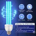 Qualirey 2 Pack UV Germicidal Light Bulb with Ozone, 25 Watt Replacement UVC Lamp E26 E27 110V, UV Light Bulb for Basement Bedroom Kitchen to Kill Germs, Bacteria, Kill Mites
