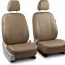 FH Group Car Seat Covers PU Leather Automotive Seat Covers Front Set, Tan Seat Covers Pair Set with Gift Universal Fit Interior Accessories for Cars Trucks and SUVs
