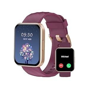 RUIMEN Smart Watches for Women Men (Answer/ Make Calls) Compatible with iPhone/ Android Phones, 1.85" HD Screen Fitness Tracker Heart Rate Monitor 100+ Sports Tracker Watch Waterproof (Purple)