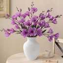 Giegxin 8 Pack 16 Inch Artificial Magnolia Flowers Stem Faux Magnolia Branches Silk Flowers Bendable Stem for Vase Arrangement Wedding Decor Party Centerpieces Home Decoration(Purple)