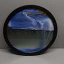 Oneshow 17.3 in Moving Sand Art Picture Wall Hanging, 3D Sand Art Liquid Motion 360 Rotating,for Meditation, Home Office Decoration Relax Mood Glass Craft Birthday Gifts for Adults (Blue-17.3 in)