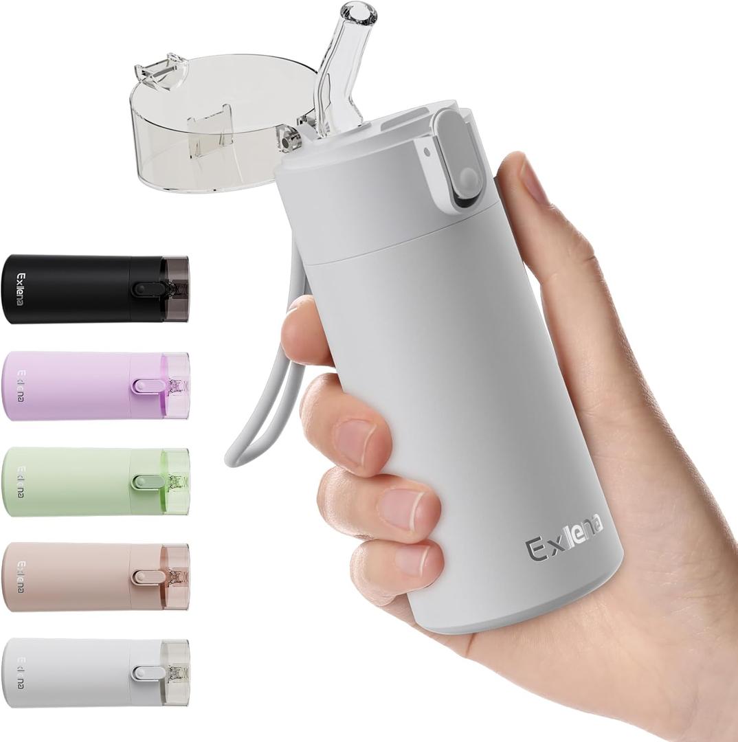 5oz Small Water Bottles with Straw, Mini Water Bottle One-Hand Open Design, Leak-Proof Locking Lid for Hot&Cold Drinks, Small Travel Water Bottle - 100% Leakproof for School, Travel(Light Grey)