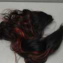 AISI HAIR Long Wavy Black with Red Highlight Lace Hairline Wigs for Women, Middle Part Synthetic Heat Resistant Wig for Daily Party-26 Inch