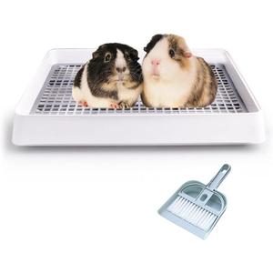 Petlex Rabbit Litter Box with Grate, Super Large Guinea Pig Litter Pan for Cage, Bunny Restroom Litter Tray Small Animals Toilet Potty Trainer for Rabbit Hamster Ferret Rats Guinea Pigs Hedgehog