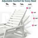 Pamapic 1 Piece 500 LBS Lounge Chair, Wide Armrest Oversized Chaise Lounge Chair with Wheel, All Weather 4 Positions Chaise Lounge with Cup Holder, Outdoor Lounge Chairs for Poolsdie, Patio, White