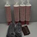 NYHI Pack of 100 10 oz Red Paper Cups with Black Lids Coffee Cups Disposable BPA Free Insulated Ripple Kraft Paper Cups To go Cups for Hot or Cold Drinks Office Home Canteen Party Travel