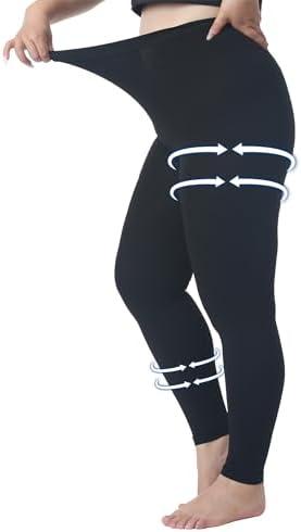 Plus Size 5XL Medical Compression Pantyhose for Women & Men, 20-30 mmHg Graduated Compression Leggings, Opaque Footless Waist High Compression Stockings for Edema, Varicose Veins, Flight, DVT, Black 5XL