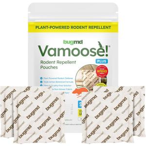 BugMD Vamoose! Plus Peppermint Oil Mouse Repellent Pouches | Natural Mice Repellent Indoor & Rat Deterrent for House, Garage, RV, Car & Storage | Plant-Powered Rodent Control - 1 Pack - 4 Pouches