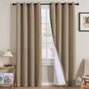 H.VERSAILTEX Linen Curtains 100% Blackout Curtains for Bedroom 102 inch Long Full Light Blocking Nature Linen Blended Window Curtains for Living Room Nickel Grommet (2 Panels, Heathered Macchiato)