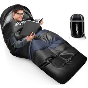 IFORREST Sleeping Bag - Single-Person Cold Weather Camping Sleep Bag for Adults and Teens - XXL 33in/ 40" - Extra-Wide & Warm for Big & Tall - All-Season Comfort (Black)
