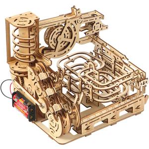 Adult 3D Wooden Spiral Walkway Marble Run Assembly Kit, DIY Mechanical Model Building Set, Educational STEM Puzzle Desktop Toy, Birthday Gift for Teens Aged 14 and up, All-new Upgraded Deluxe Edition