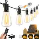 Brightown 100FT Solar String Lights Outdoor Waterproof with Remote, 31+2 LED Shatterproof Bulbs, Dimmable & Timable, 3 Light Modes - Commercial Grade Patio Lights for Garden Backyard Party Decor