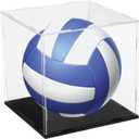 uxcell Basketball Display Case 8 Inch Clear Acrylic Display Case with Basketball Stand Holder Cube Countertop Storage Box for Autographed Soccer Memorabilia Collectibles