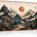 Celestdeco Large Boho Mountain Framed Canvas Wall Art Set, Brown Ridge Landscape Wall Decor, Pine Tree Scenery Wall Painting, Sunrise Abstract Wilderness Art Print for Living Room, Bedroom, Office - 20X40"