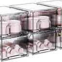 ZHIAI 6 Pack Clear Stackable Storage Drawer, Acrylic Drawer, Cosmetic Organizer, Plastic Organizer for Dresser, Under, Kitchen Cabinet, Pantry, Home Organization and Storage