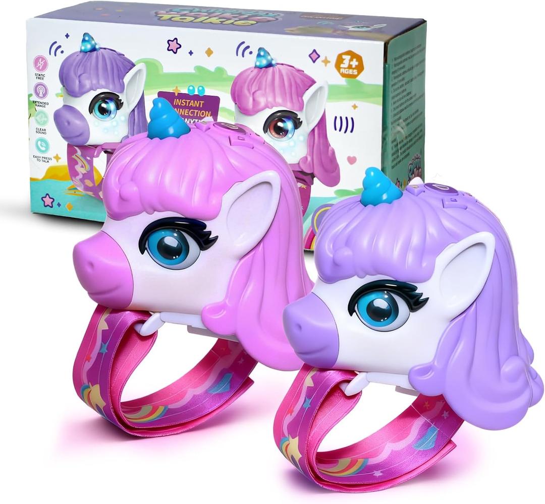 Walkie Talkies for Kids, 2 Pack - Wrist Watch Kids Walkie Talkies, Magical Pony Toddler Walkie-Talkie Toys, 2-Way Radios with Clear Sound, Ideal Gift for Girls & Boys Ages 3-12 (2Pcs-Pink + Purple)