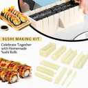 Sushi Making Kit, Sushi Maker 10 Pcs Plastic Sushi Tool Set Sushi Rice Roll Mold Shapes, DIY Sushi Roller Tool for Home (Beige)