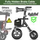 Walkers for Seniors, Rollator Walker with Seat, 12" Big Rubber Wheels All Terrain Rolling Walker with Backrest, Foldable Rollator Walker, Reinforced Aluminum Frame, Black
