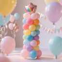 Balloon Stand Kit, Set of 2, 7 Feet Adjustable Balloon Column Stand for Floor, Reusable Metal Telescopic Balloon Stands for Floor with Base for Birthday, Wedding, Baby Shower, Graduation Party