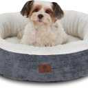 AMERICAN KENNEL CLUB 23" Mason Fabric Round Pet Bed - Stylish Washable Dog Bed with Non-Slip Bottom, Plush Sleeping Surface - for Cats, Small Breeds (Gray)