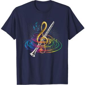 Treble Clef Clarinet T-Shirt, Size Medium, Navy Blue