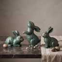 Gerrii Large Easter Bunny Decor 3 Pcs Rabbit Figurines - 5.9" Vintage Resin Bunny Statues for Home Spring Decor Tabletop Centerpiece Farmhouse Indoor Decoration Gift(Bronze)