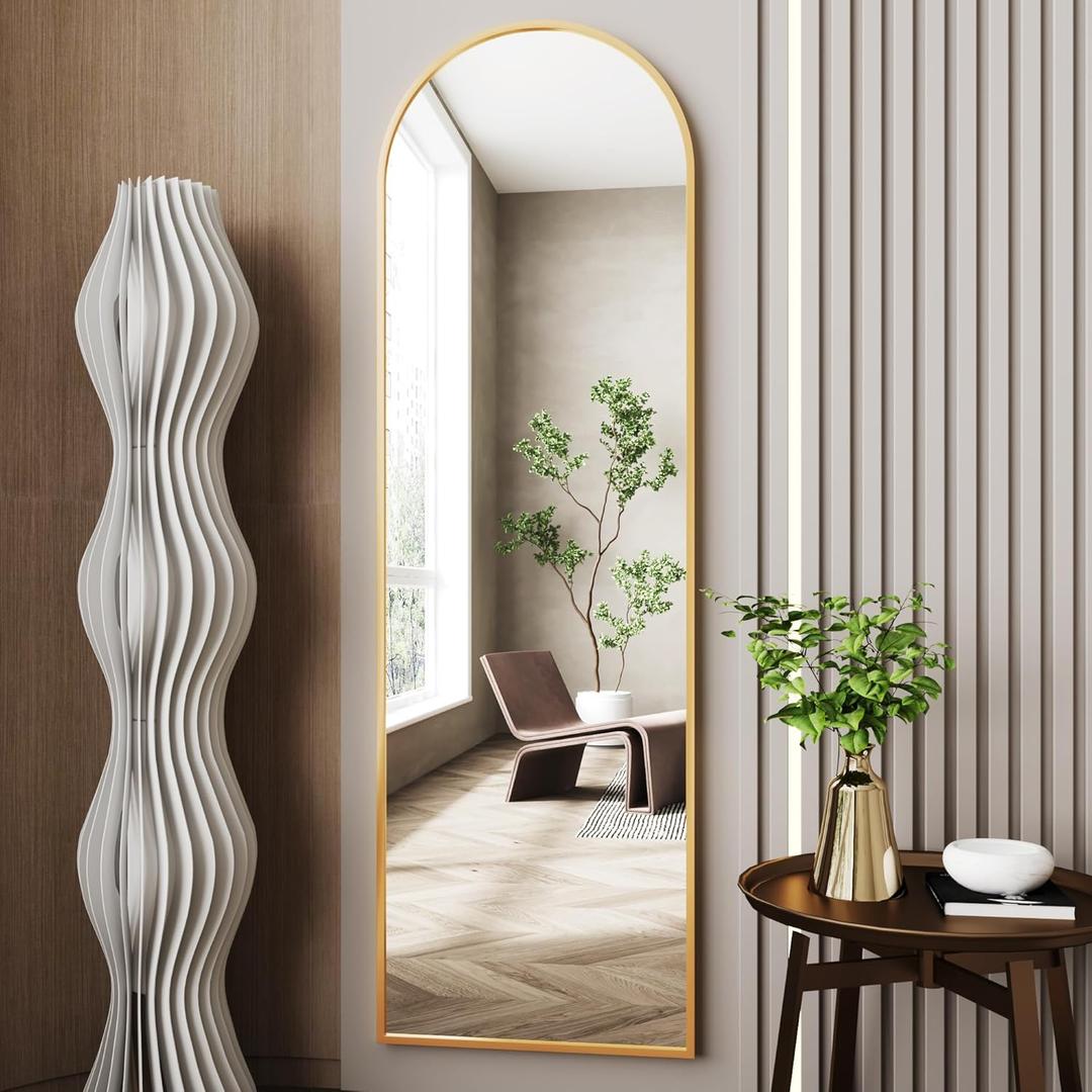 18"x58" Full Length Mirror Wall Mounted,Full Length Wall Mirrors,Arched Wall Mirror,Long Wall Mirrors,Gold Floor Mirror Full Body