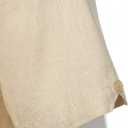 ZEROYAA Men's Linen Shirts Short Sleeve Summer Casual Button Down Beach Shirt with Pocket (Beige, L)