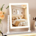 VANITII GLOBAL Vanity Makeup Mirror with Lights 9”x12” Hollywood Mirror with Music Speaker Dimmable 3 Color Lighting Light up Mirror with 10X Magnification 360 Degree Rotation for Bedroom Bathroom