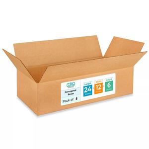Large Shipping & Moving Boxes 24 x 12 x 6 inches (5-Pack) - Extra Strength 200 lb vs Regular - USA-Made Corrugated Heavy Duty Moving Boxes - Strong Large Shipping Box - IDL Packagingby IDL Packaging