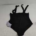 MANGOPOP Women's Square Neck Long Sleeve Tank Top Bodysuit Sexy Double Lined Sleeveless Thong Body Suits Going Out Tops Black M