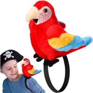 HyDren 1 Piece Stuffed Parrot on Shoulder 7 Inch Plush Shoulder Parrot Gift for Costume Accessory Animal Toys Cosplay Prop for Birthday Party (Classic,Red)