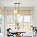 Milk Glass Cylinder Pendant Lights Kitchen Island Small Ribbed Hanging Light Brass Gold Pendant Lighting Fixtures Mid Century Modern Vintage Hanging Lamp (2 Pack)