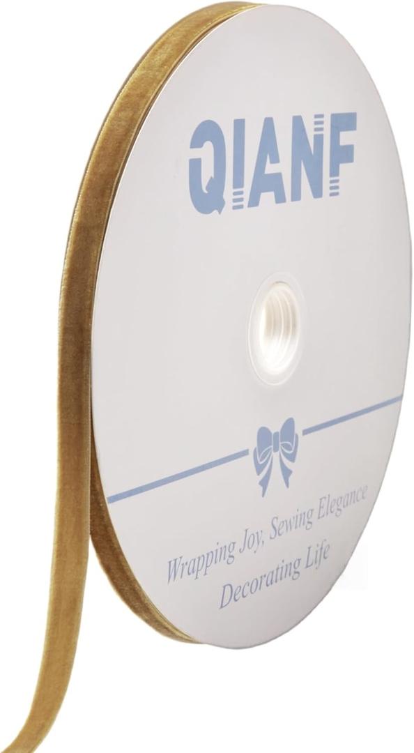 Vintage Khaki Velvet Ribbon, 3/8 Inch X 25Yd