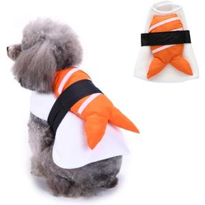 Sushi Dog Halloween Costume Fish Food Pet Costume, Cat Puppy Costumes for Small Medium Dogs Pet Apparel, Funny Dog Outfits Cosplay Clothes for Halloween Party Christmas Photo Props